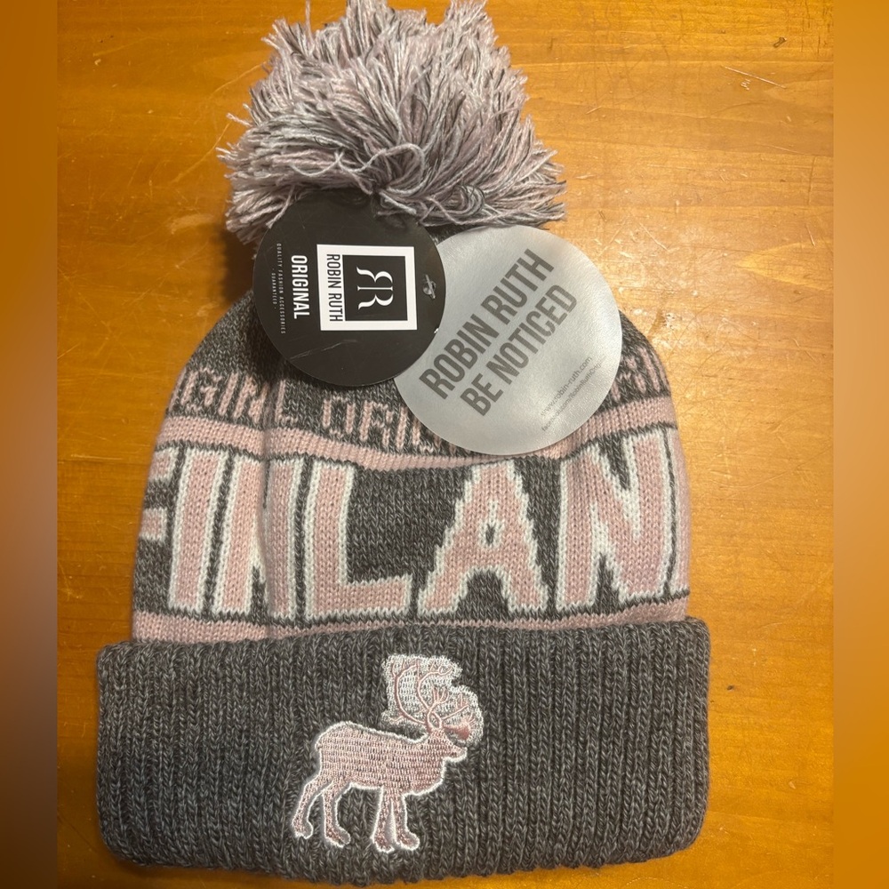 *NWT* Finland Winter Hat in Pink & Grey.